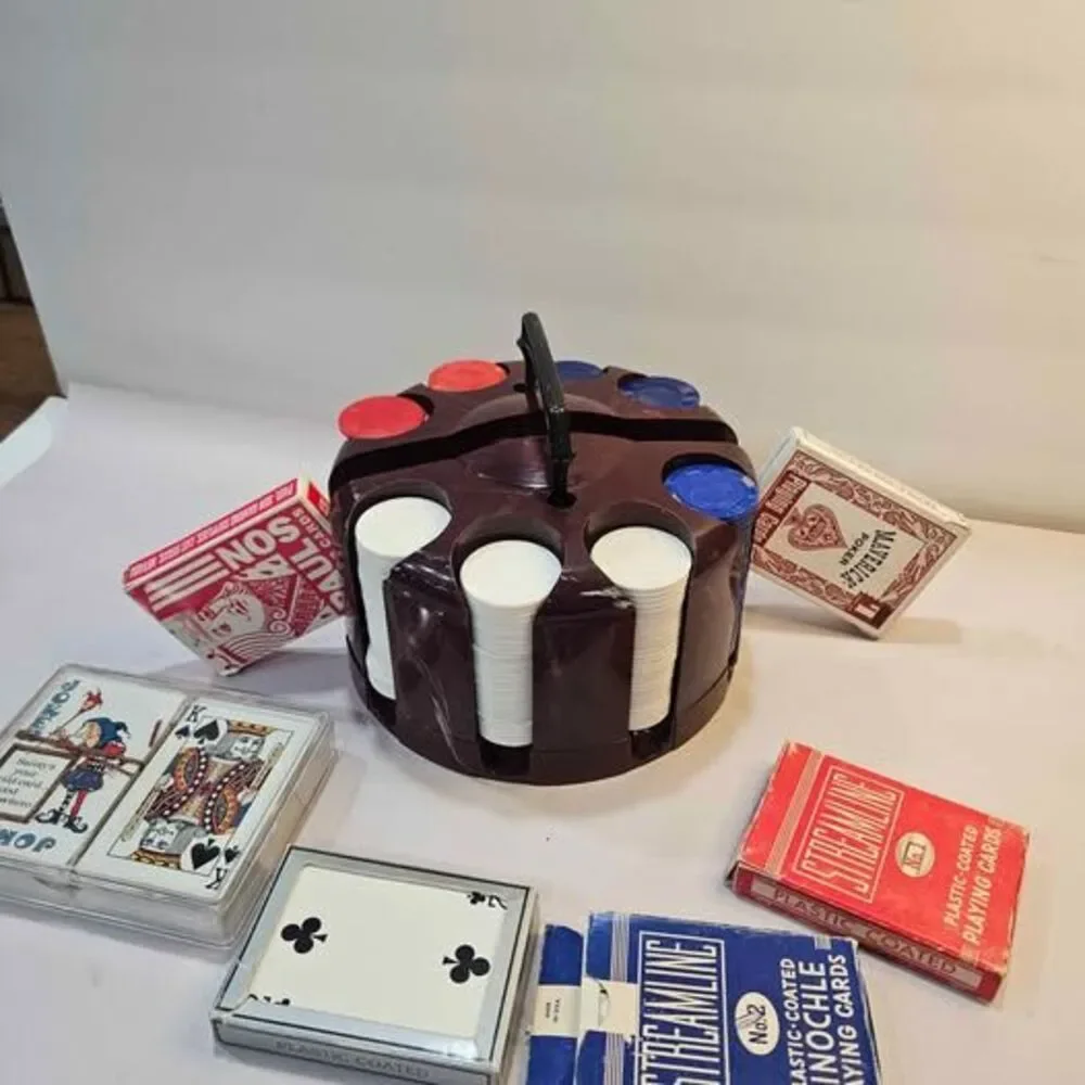 Vintage Hoyle & Streamline Poker Set with Carousel and Playing Cards